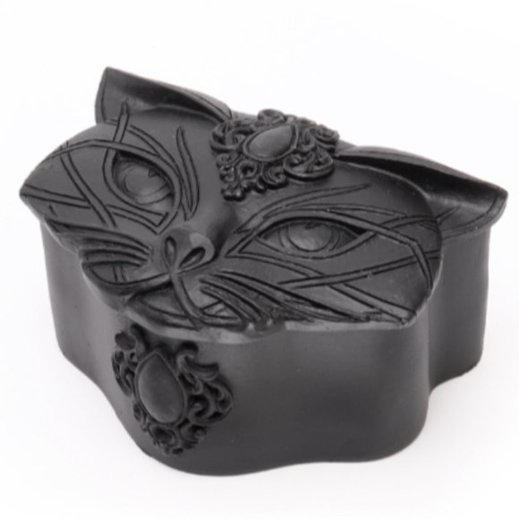 DISCONTINUED! Alchemy Gothic Sacred Cat Trinket Box Black NEW in Box - Picture 1 of 3